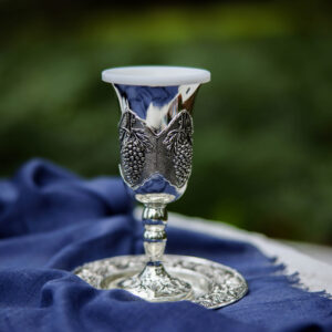 Kiddush Cup and plate - Silver with grapevine design