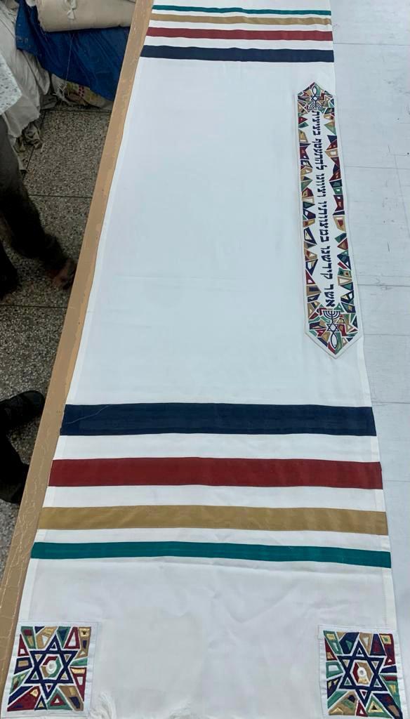 The Cyrus tallit with custom Hebrew scripture